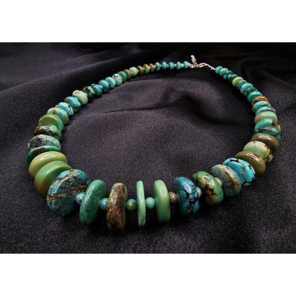Jay King Mine Finds Genuine Turquoise Beaded Necklace With Adjustable Chain - Picture 4 of 6